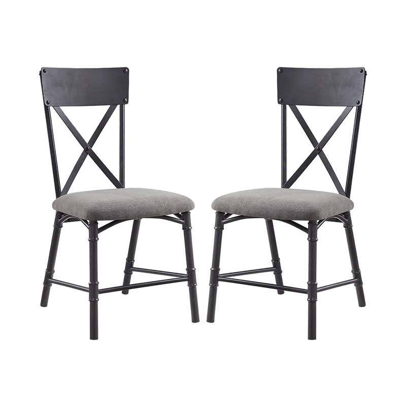 Chaise d'appoint (lot de 2), tissu gris, finition chêne et sable noir