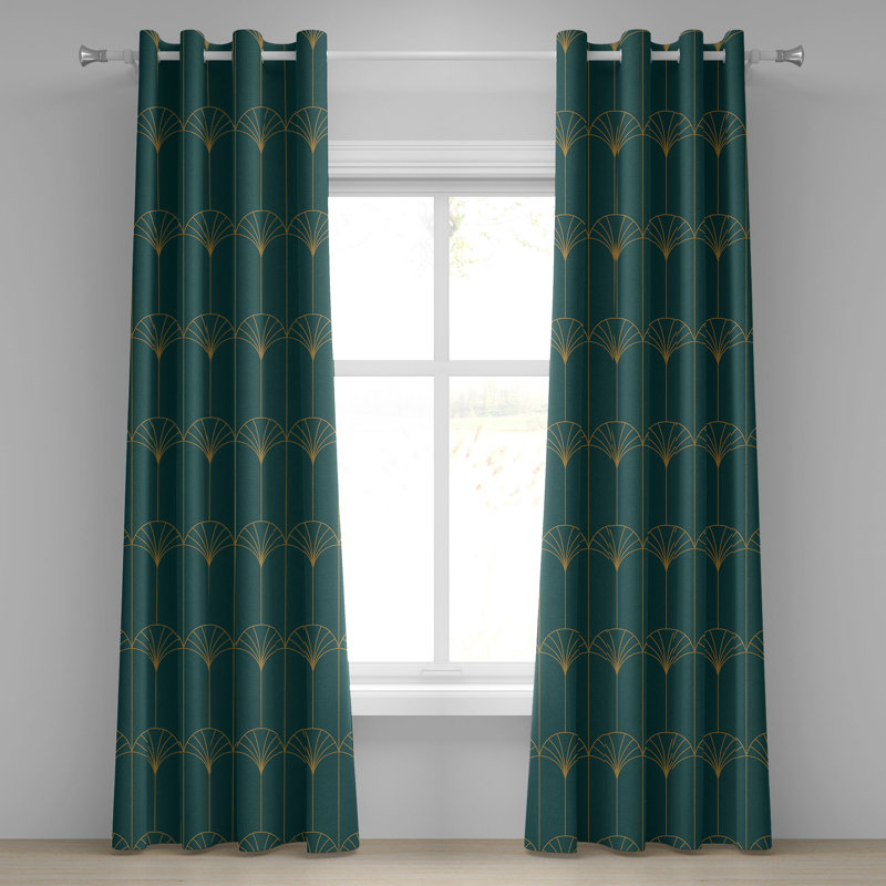 Satin Semi Sheer Curtain Pair, 50" W x 63" L, Teal/Sand Brown