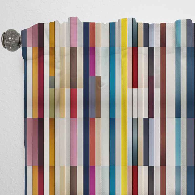 Motif rayé multicolore élégant - Rideau rayé - Rideau rayé obscurcissant - 1 panneau, L 52 po x L 63 po