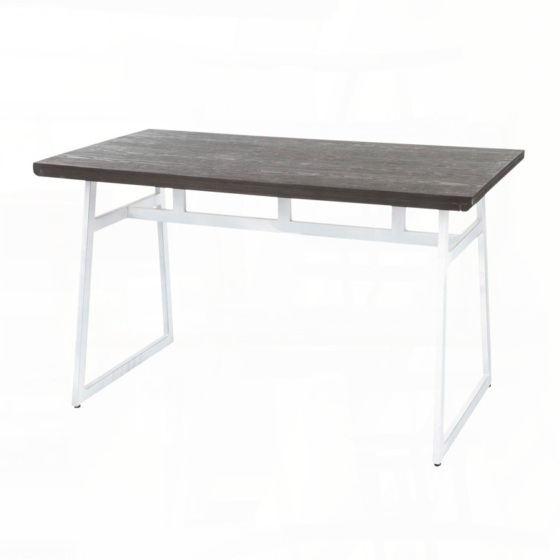 Table de salle à manger industrielle - métal blanc rétro et bambou espresso
