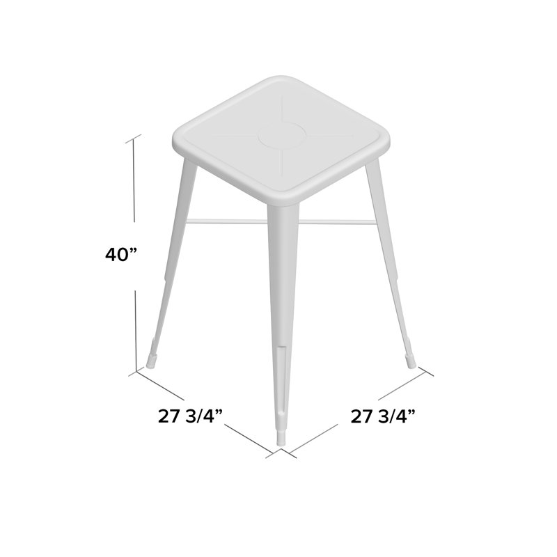Giguere Commercial Grade 23.75" Square Metal Indoor-Outdoor Bar Height Table, Orange