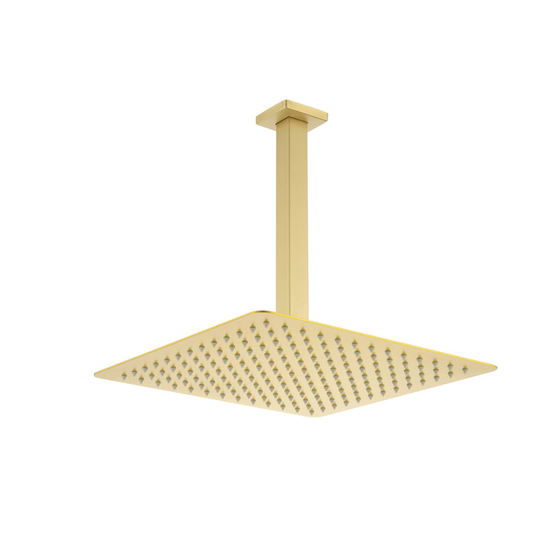 Bathroom Rainfall Shower Head - Brushed Gold Stainless Steel  High Water Saving With Self-Cleaning Feature Use Easy-Cleaning