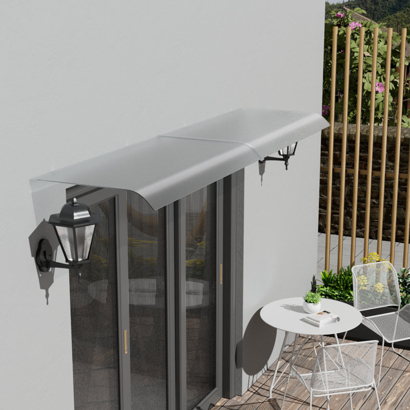 200cm W x 43cm D Garden Sanctuary Frosted Window Door Awning Canopy, 8cm H x 160cm W x 43cm D