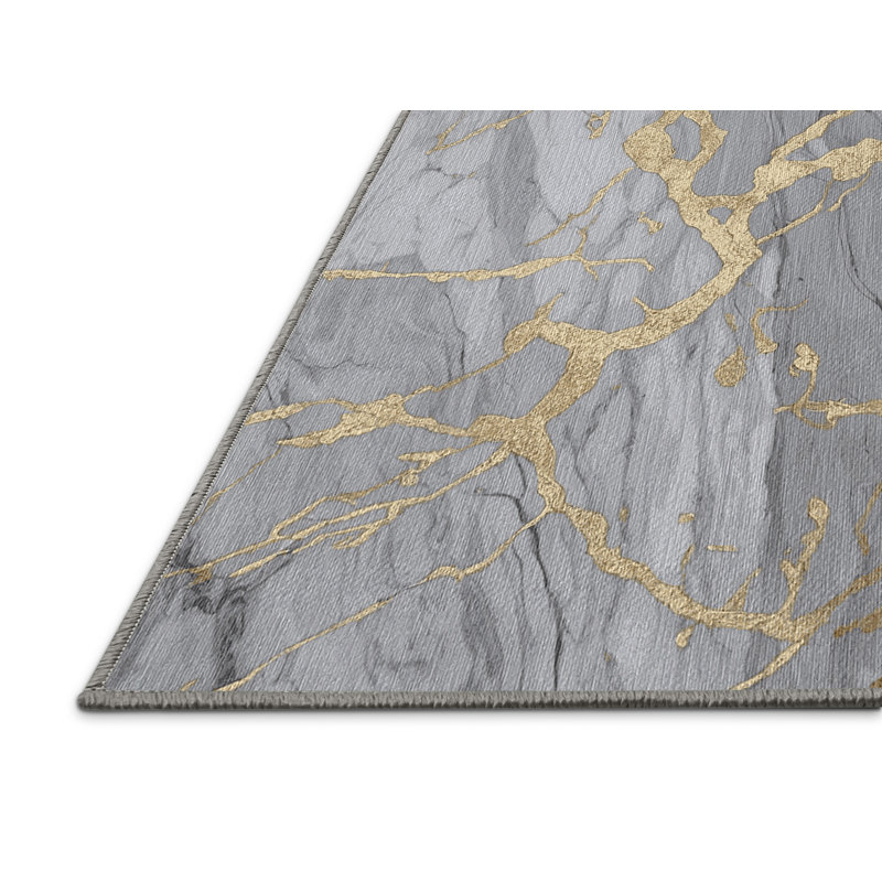 Tapis gris lavable à la machine, Rectangle 4 pi x 6 pi