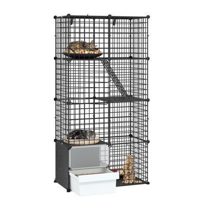Cage à 4 niveaux avec bac à litière