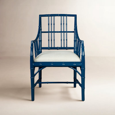 Blynn Linen Mahogany Dining Armchair