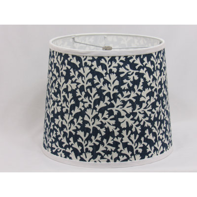 Coral Print 11" H x 14" W Cotton Drum Lamp Shade (Spider) in Navy