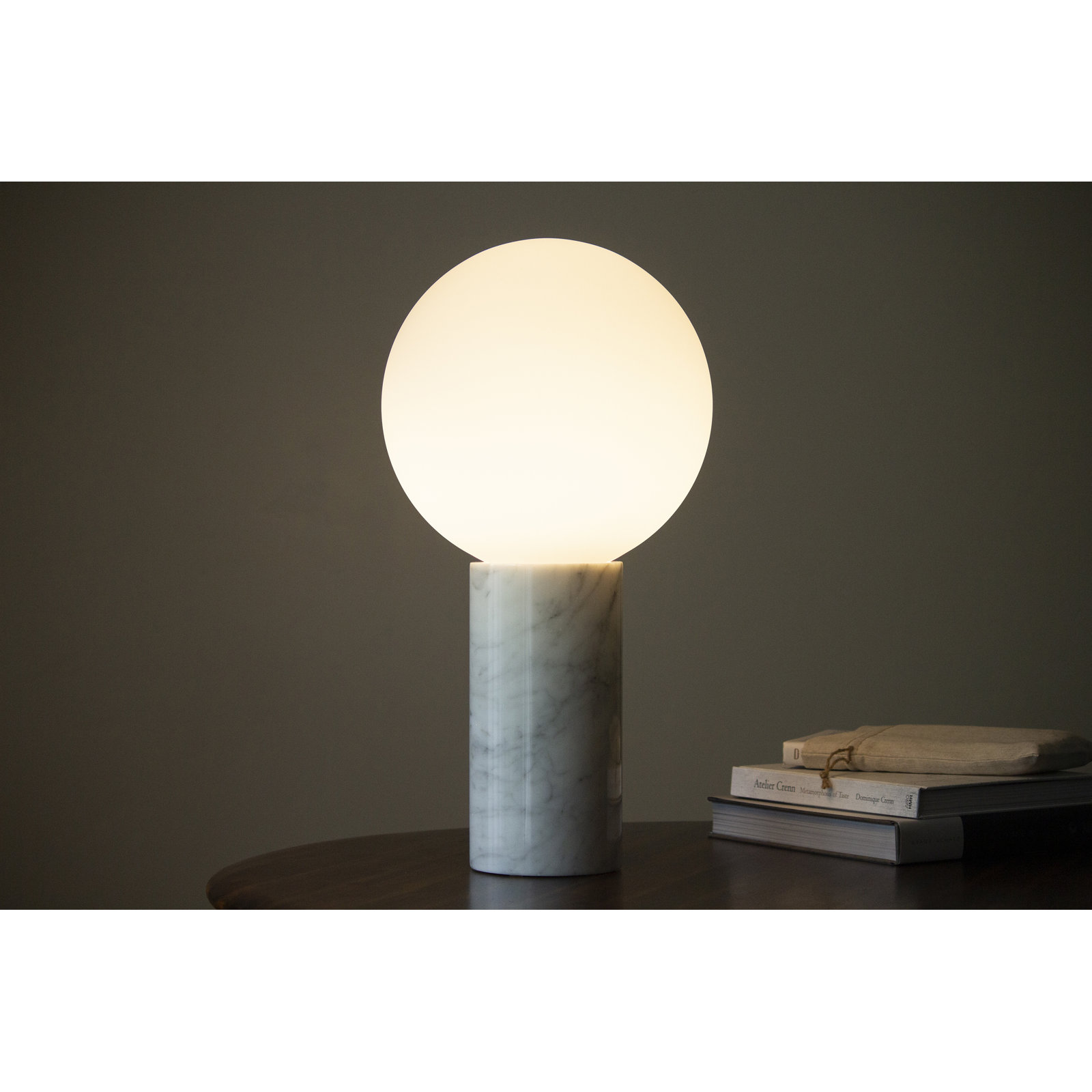 Pilar Marble Globe Lamp, Carrara White
