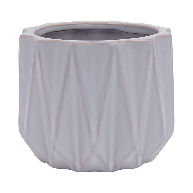 Saija 5" Devi Round Ceramic Planter, White