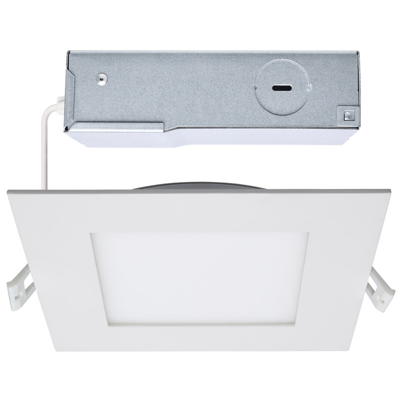 12 Watt LED Direct Wire Downlight Edge-Lit 6-Inch CCT Selectable Square Remote Driver, White