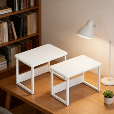 Support pour imprimante de bureau robuste avec tablette de rangement, ensemble de 2 élévateurs empilables pour imprimante de bureau personnel, scanneur, fax et ordinateur portable