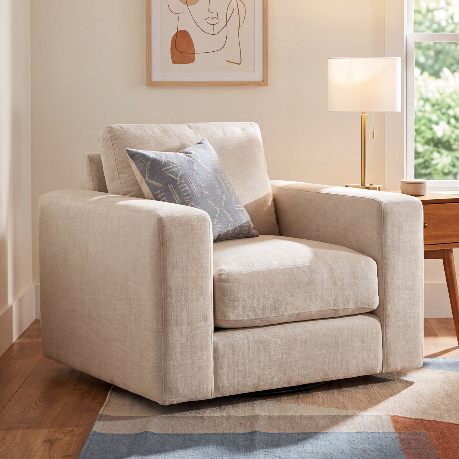 Drew Upholstered Swivel Armchair