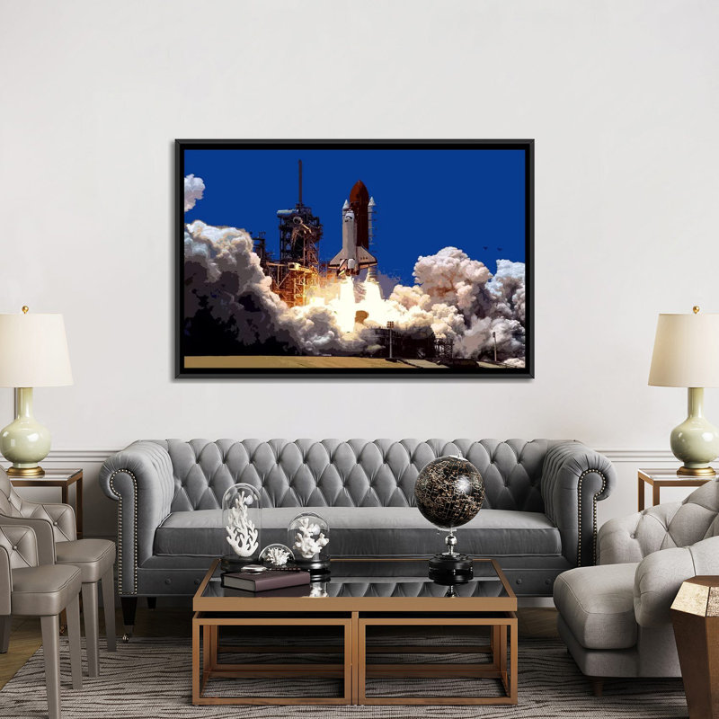 Lenworth " Into Outer Space " by Unknown Artist, 18" H x 26" W x 1.5" D, Black Framed Canvas, No Mat