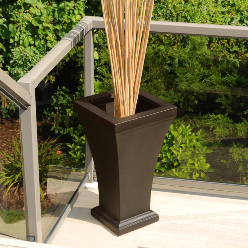 Bordeaux Tall Black Resin Self-Watering Planter for Outdoor Use