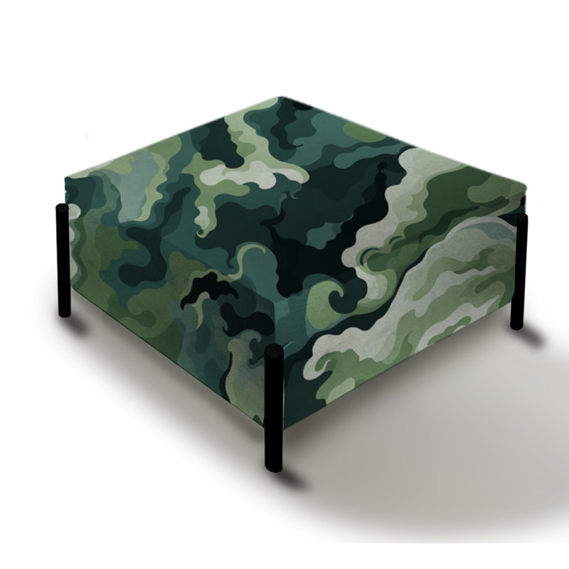 Grand repose-pieds carré vert Camo Elegance - Camouflage
