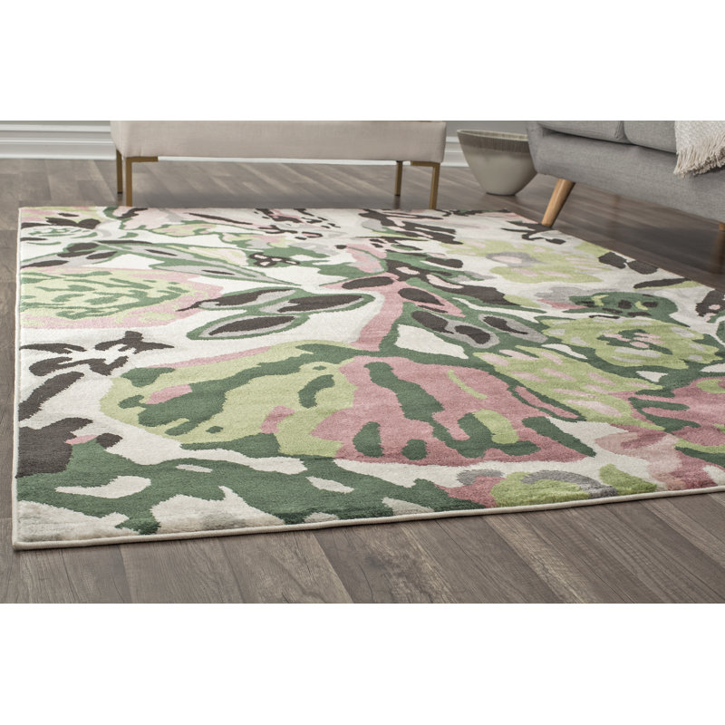 Tapis à motif floral fleurs de mai Valentina, Rectangle 9 pi x 12 pi