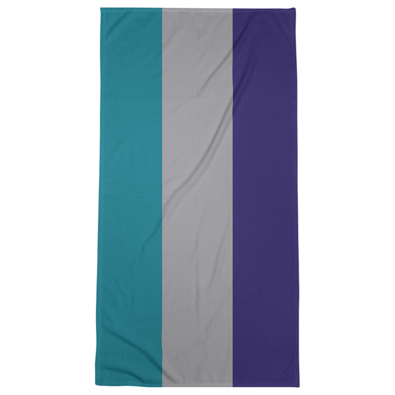 Lightweight Bath Towel, Teal/Gray/Dark Purple