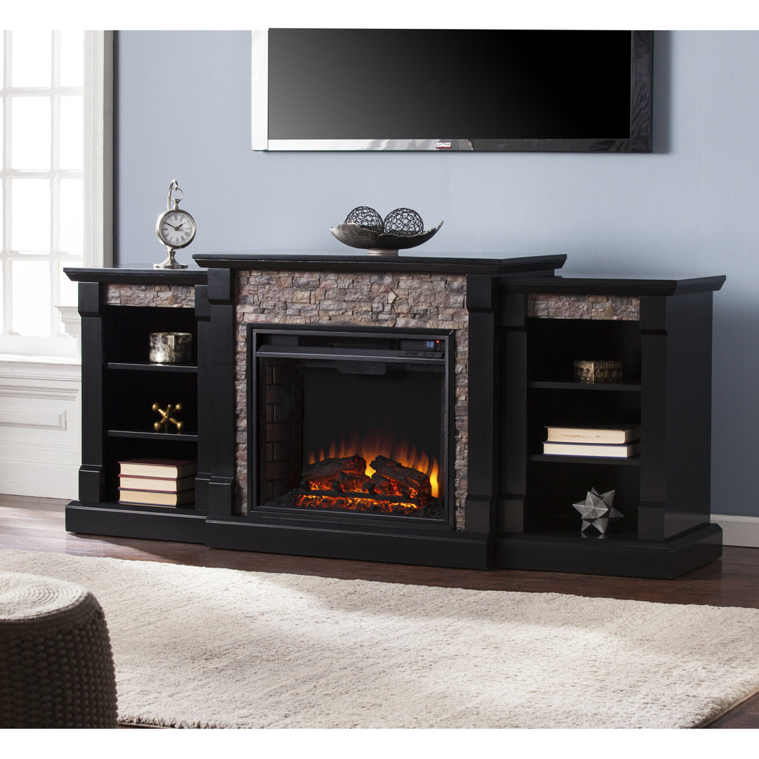 Aroon 71.75'' W Black Electric Fireplace with Darby Home Co