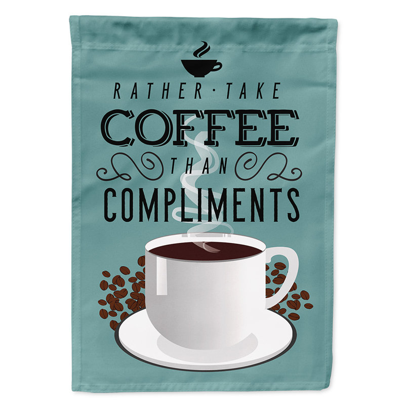 Il est plutôt muni d’une enseigne café de 2 côtés en polyester 15 x 11 po. drapeau de jardin