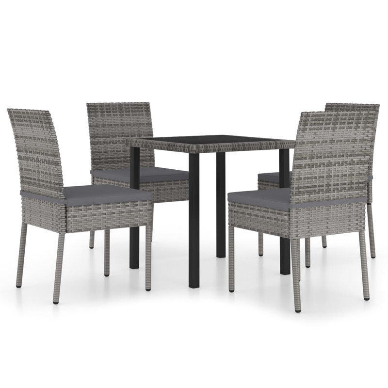 Outdoor Dining Set with Cushions, Light Grey, Grey, Grey