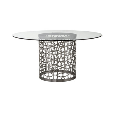 Round Glass Top Metal Base Dining Table