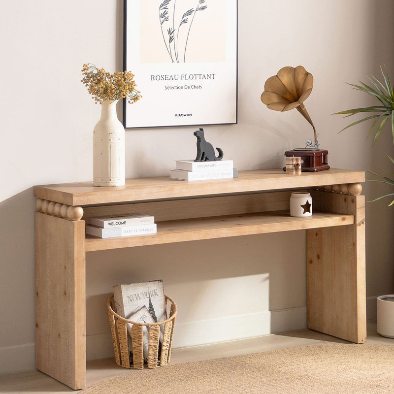 Console 59 po, table console rustique moderne, table d'entrée étroite, table de canapé en bois, table de couloir avec rangement, table console en bois naturel, table d'entrée avec tablette ouverte, console Farmhouse