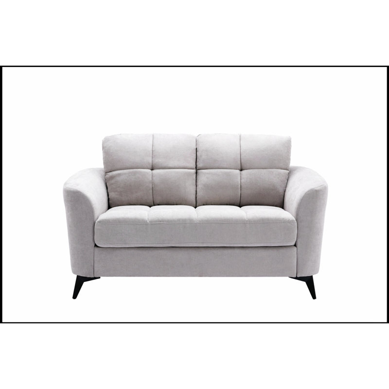 Causeuse en tissu tissé gris clair Carlotta l 60 po - Coussin Carlotta
