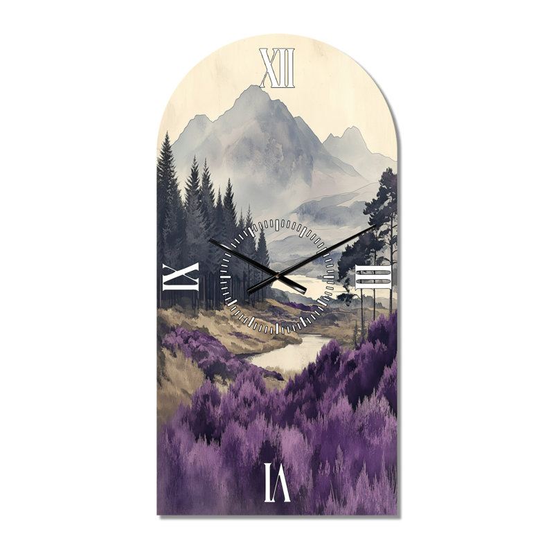 Highlands of Heather and Mist II - Horloge murale rustique à grande arche, 39" H x 19" W - Arch