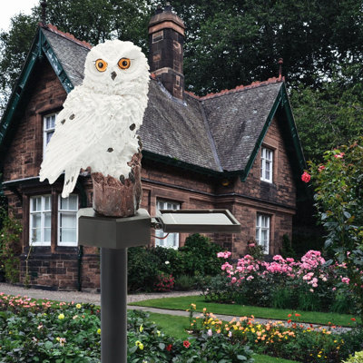 Figurine à énergie solaire à DEL pour décoration de jardin hibou en résine avec piquet imperméable pour pelouse