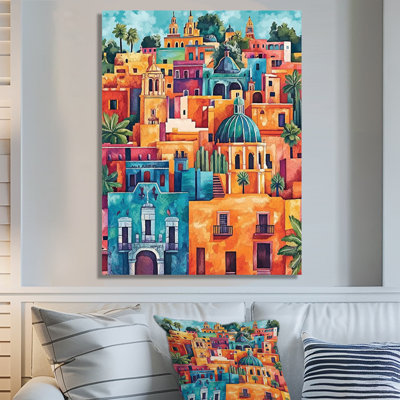 Mexico City in Vintage Light I - Orange Mexican Cityscape Metal Wall Art, Mexico City Metal Print