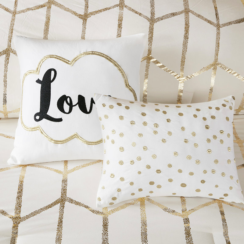 Édredon doux pour lit simple / simple TG avec motif métallique doré rayonnant