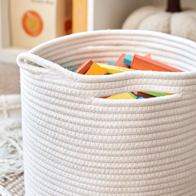 Dovecove Storage Cube Bins - 3 Pack | Rope Basket - Storage Bins for Cube Organizer, White