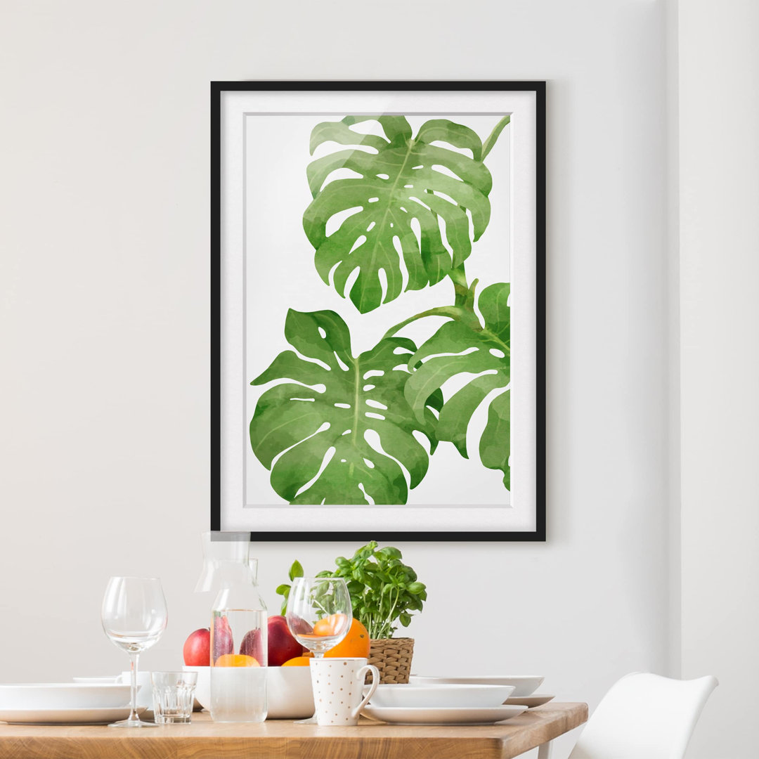 Gerahmtes Poster Monstera Watercolour