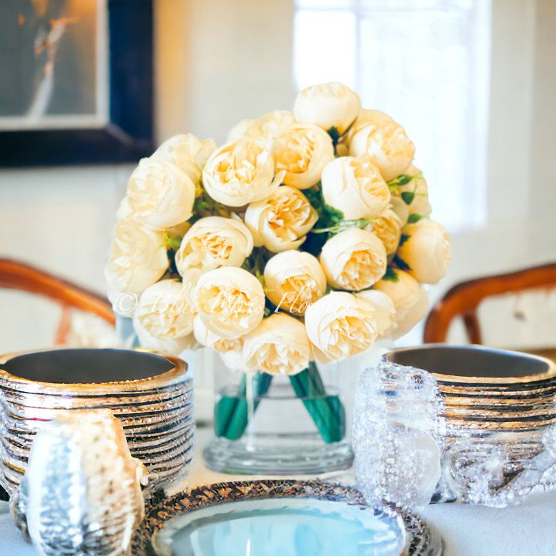 Peony Floral Arrangements in Vase, Yellow