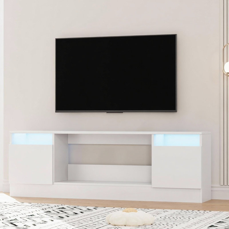 70" TV Stand, With Storage Cabinet, Up To 75", White