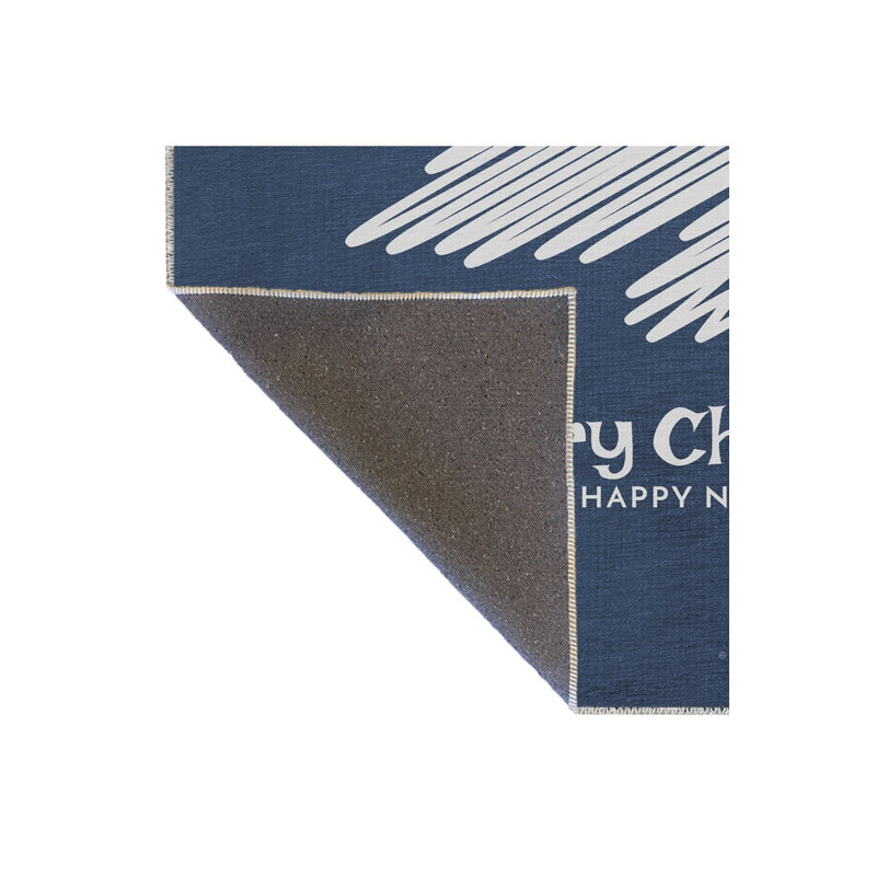 Tapis bleu lavable texturé bleu, Sous-tapis rectangulaire de 3 pi 3 po x 4 pi 11 po