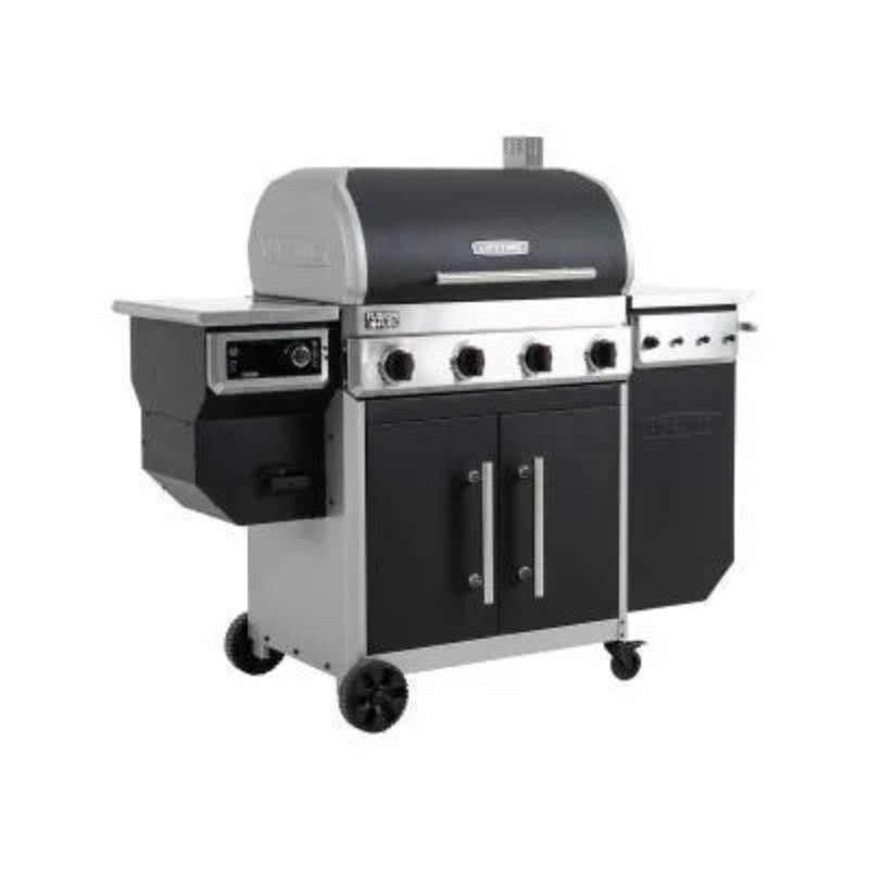 Lifetime 4 - Burner Portable Natural Gas Gas and Charcoal Grill with Side Burner and Cabinet