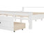 Très grand lit avec tête et pied de lit à grand panneau, 2 tiroirs de rangement, lumières DEL intégrées, station de charge USB, lit en bois de pin avec cadre de lit renforcé, blanc-1679520687