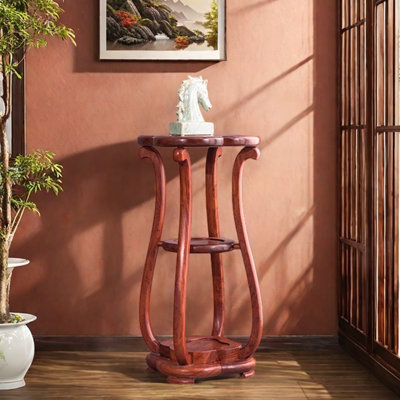 Chinese solid wood round flower stand storage pot by dujinlong home