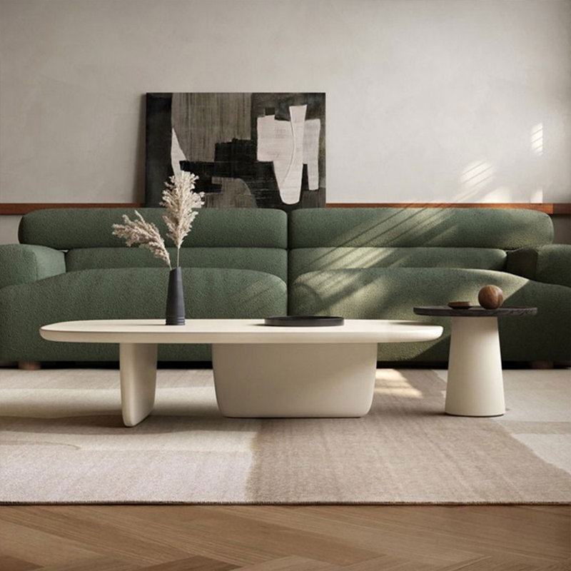 Table basse blanche en bois manufacturé, Blanc