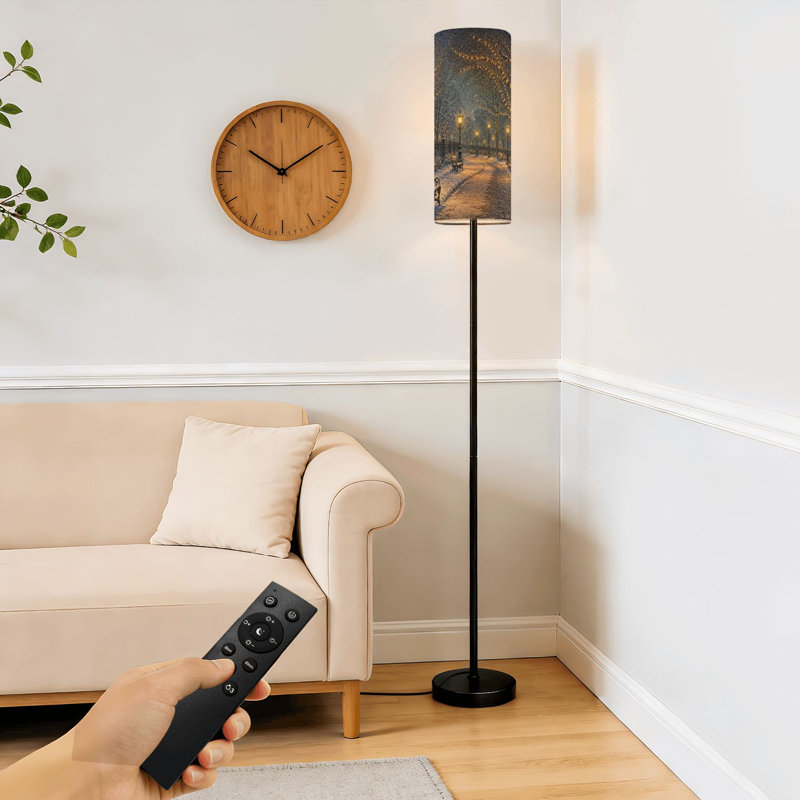 Lampe sur pied Enchanting Snowy Park Twinkling Lights Lampadaires d'hiver romantique à intensité variable avec lampe sur pied et télécommande