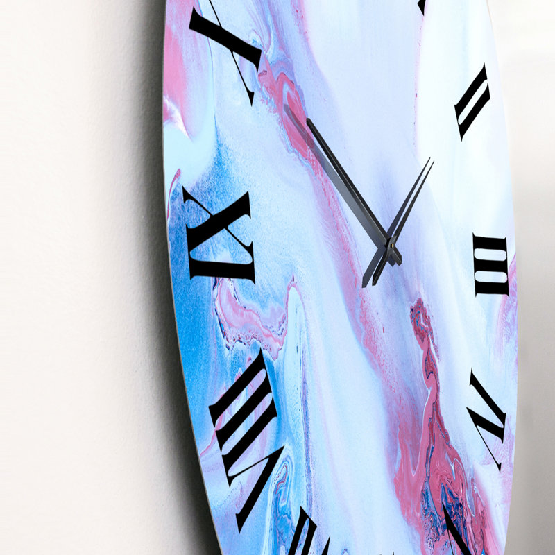 Horloge murale moderne en marbre bleu et rose, Moyen