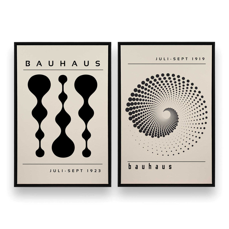 Bauhaus in Motion Duo Canvas Prints, H 18 po x l 24 po x P 1,75 po, Cadre flottant blanc opaque