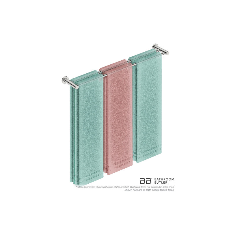 2 Double Wall Mounted Towel Bar, Polished Stainless Steel