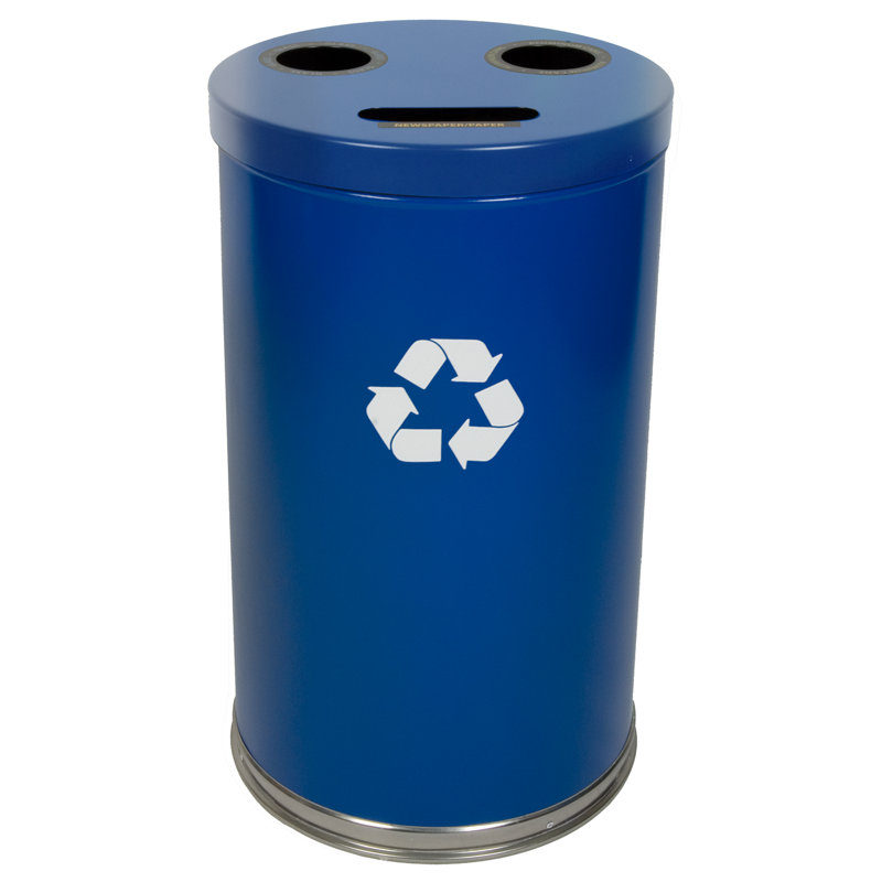 Poubelle de recyclage multi-compartiments Metal Recycling, Bleu, 33