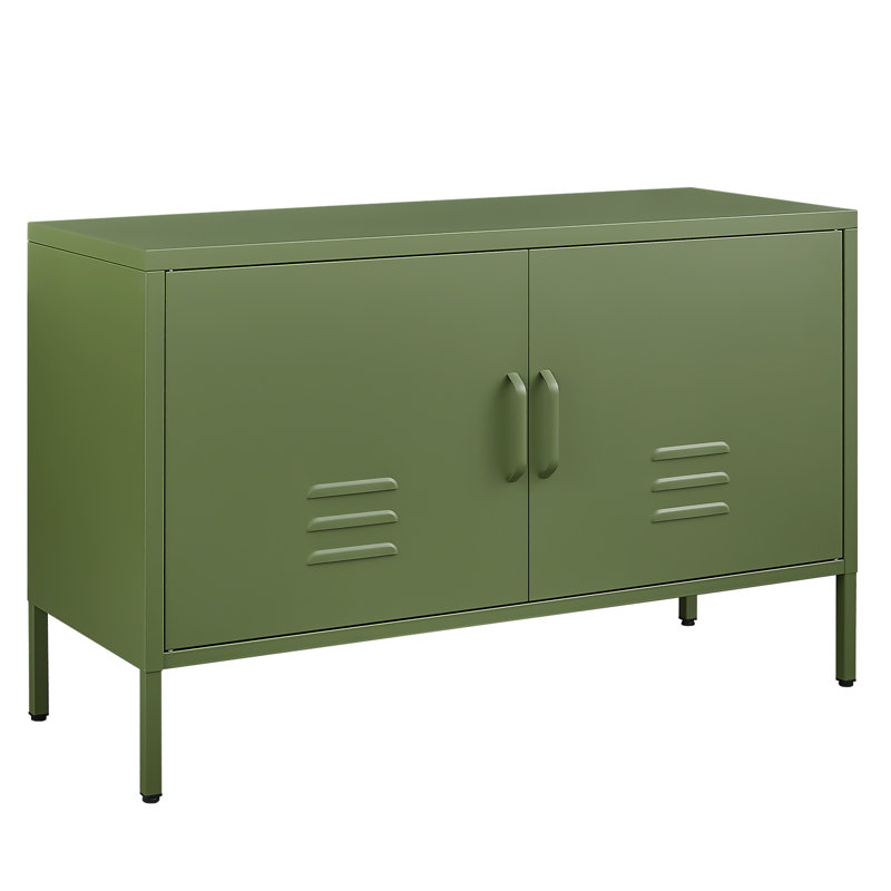 Metal Storage Cabinet,Metal Cabinet With Doors And Adjustable Shelf,Tv Stand With Storage,Morden Tv Cabinet For Bedroom,Living Room,Avocado Green