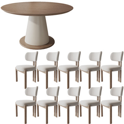 Ensemble de table de salle à manger en bois massif de style français