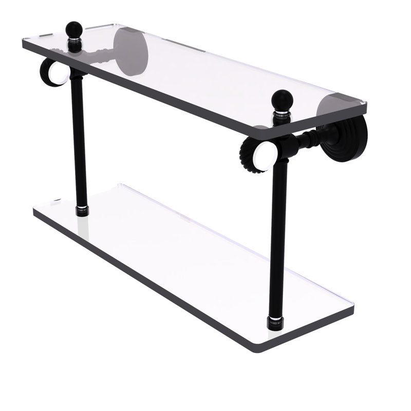 Étagère à 2 niveaux Jarrell, H 5,12 po x l 16 po x p 9,3 po, Noir mat