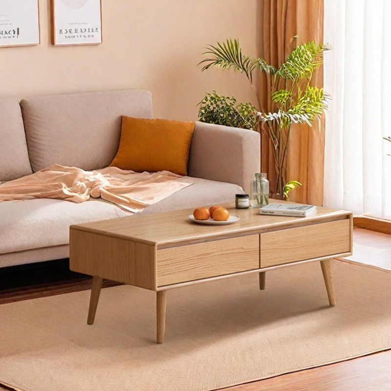 Table basse en bois massif, H 16,92 po x L 47,24 po x l 22,04 po