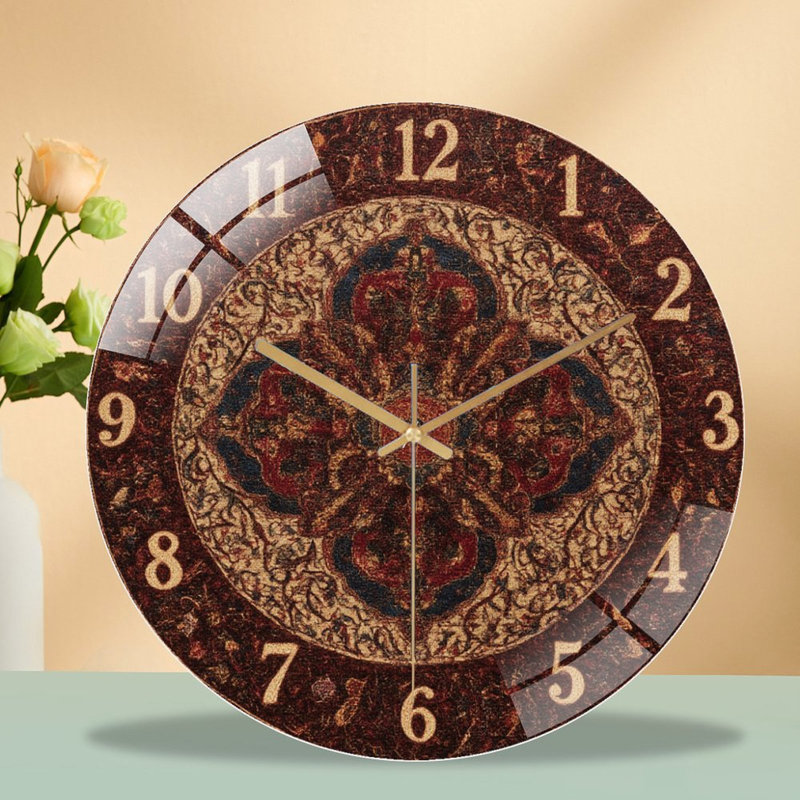 Horloge murale ornée d'art numérique - Horloge murale moderne en verre 12 po